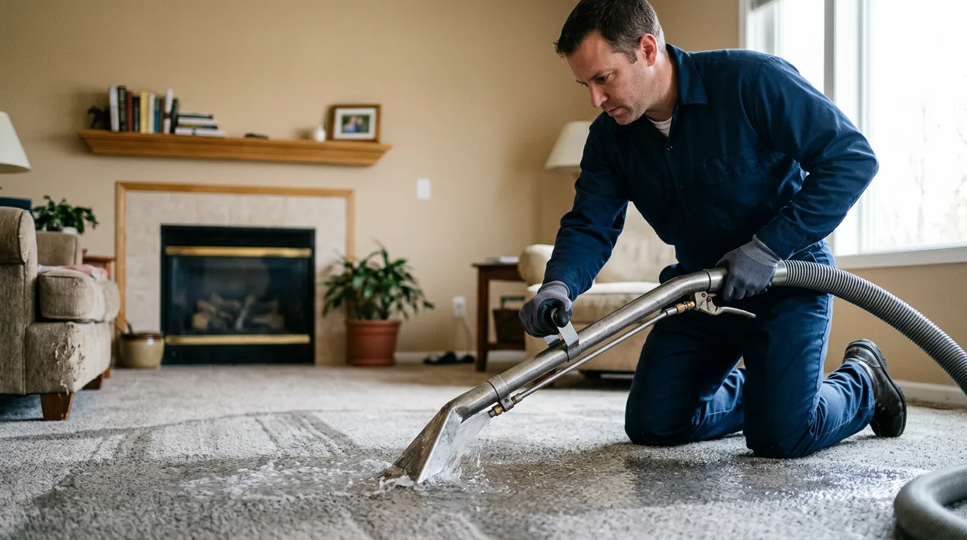 Water damage restoration technician working near Ivesdale, IL